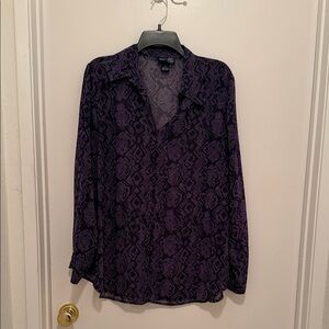 Purple Snakeskin Patterned Button-Up Shirt